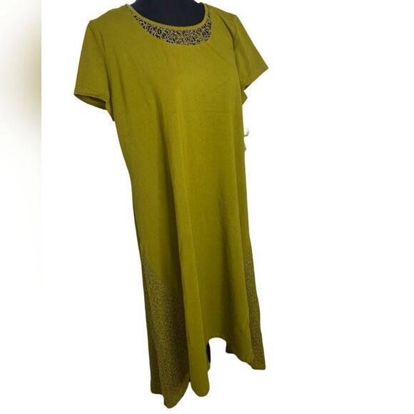H BY HALSTON OLIVE GREEN DRESS WITH LACE. Sc624-7 - Picture 5 of 13